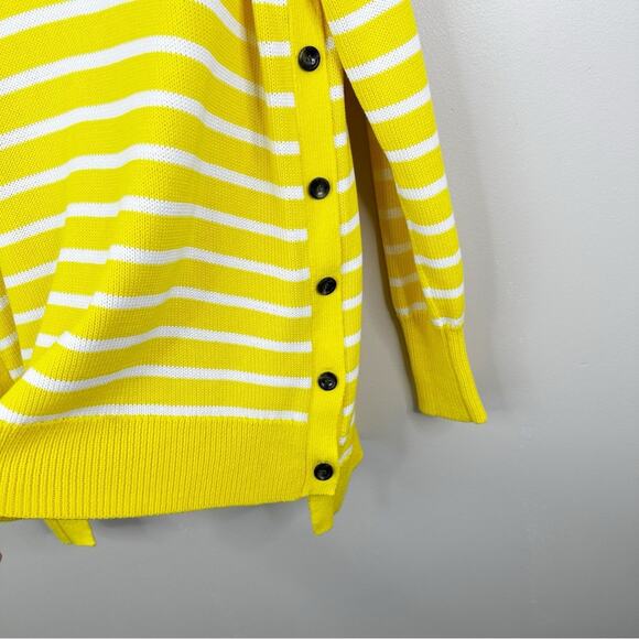 Tuckernuck Bar Harbor Sweater Womens Small Yellow White Striped Cotton Pullover - Picture 6 of 8